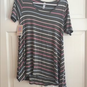 Lularoe Perfect T Gray with stripes